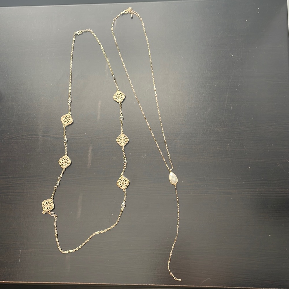 Bundle of 2 long gold necklaces